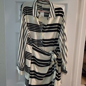 CATO New with Tags Stripe Wrap Shirt Dress
